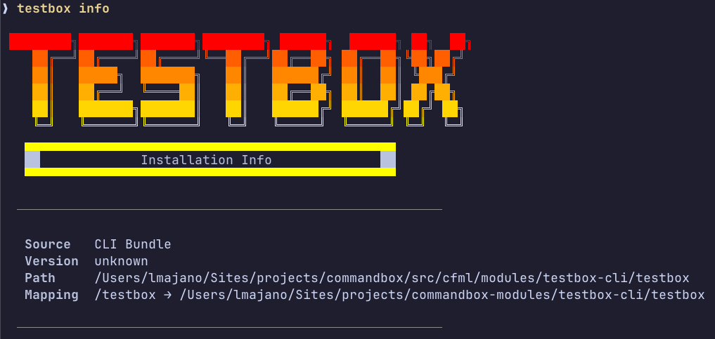 testbox info command