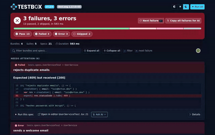 Opening the Ask AI menu and previewing the prompt